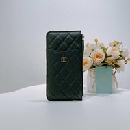 TW4610 Chanel 香奈兒 拉鏈長款卡包 魚子醬 黑色 Zipper Phone Pouch Caviar Black x GHW