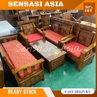 KERUSI KAYU JATI MINIMALIS 7 SEATTER / KERUSI KAYU JATI / SOFA KAYU JATI