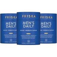 Friska Men’s Daily Gut Support - Digestive Enzymes, Probiotics to Help Break Down Foods, Supports En