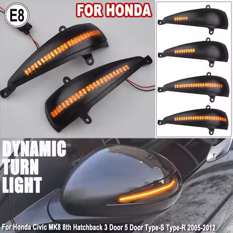 Led Side Wing Mirrors Turn Signal Light Indicator Lamp for Honda Civic 8th MK8 Type-S Type-R FN 1 2 