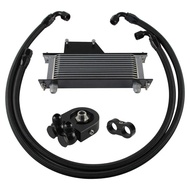 Black/Silver AN10 Oil Cooler Filter Adapter Hose 13 Row Kit For 01-05 Subaru Impreza WRX STi 2.0L 2.