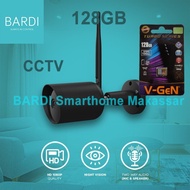 (new product) BARDI Outdoor IP Camera CCTV Wifi Mic Speaker + 128 Gb