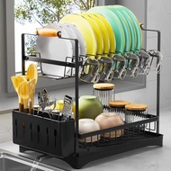 2-Tier Large Dish Drying Rack for Kitchen Counter with Drainboard and Cutlery Holder, 2 Tier Dish Dr