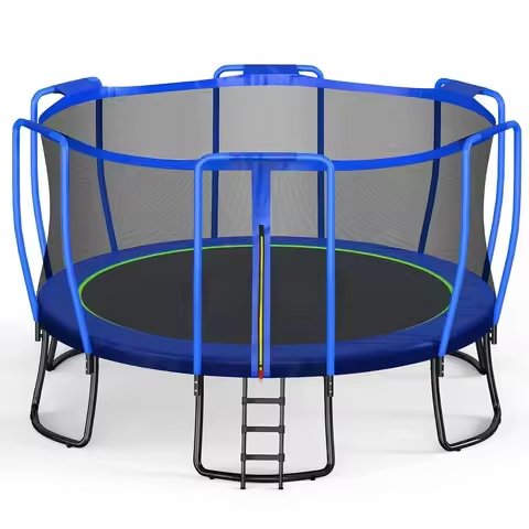 1800LBS Capacity No-Gap Design 16 15 14 12 10FT Trampoline with Safety Enclosure Net and Non-Slip La