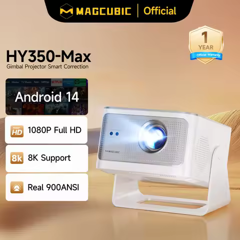 Magcubic Auto Focus Android14 900ANSI 4K Projector 8K Native 1080P HY350Max With Wifi6 BT5.4 16G All