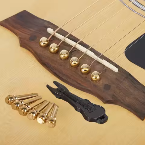Miwayer 6 Pcs Acoustic Guitar Bridge Pin Guitar Strings Nail Solid Copper Brass With Guitar Bridge P