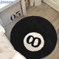 ZENDEN​ 8 Ball Rug, Soft Round 8 Ball Carpet, Creative Anti-slip Skin Friendly Black 8 Ball Mat Hoom