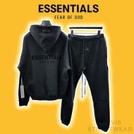 FOG Fear Of God ESSENTIALS Iron Black SS2 Hoodie Set, FOG ESSENTIALS PLV Cotton Felt Clothing Set