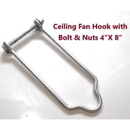 🔥READY STOCK🔥 U-Shape Ceiling Fan Hook with Bolt & Nuts / Hook Kipas Siling 2" X 5" / 4" X 6" / 4" X