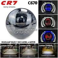 MATA CR7 C670 - 7 Inch Round Biled Projector Headlamp 3 Eyes D2 Car Motorcycle Ninja S CBVerza VIxio