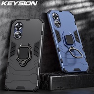 KEYSION Ốp Giáp Chống Sốc Cho OPPO A17K 4G Silicone + PC Ốp Lưng Điện Thoại Có Giá Đỡ Nhẫn Kim Loại