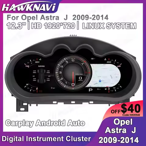 Hawknavi 12.3" Holen Astra LCD Dashboard For Opel Astra J 2009-2014 Car Digital Instrument Cluster U