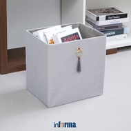 Informa 32x25x32 cm Linen Folding Storage Box - Grey Multipurpose Box Storage Container Storage Box 