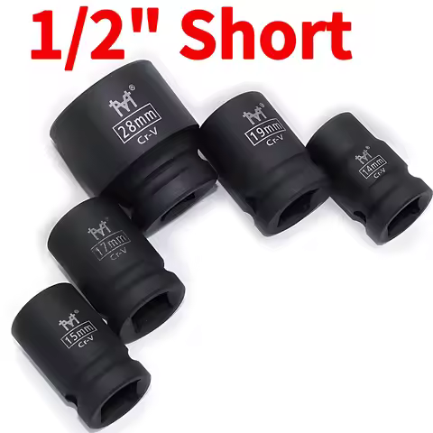 1/2" Drive Short Impact Sockets Heavy Duty Set - Metric Sizes 10mm-38mm - Pneumatic Socket Wrench He
