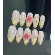 [2H-112]Avocado yellow french flower Nailbox