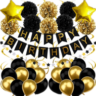 Birthday Decorations For Men, Black And Gold Party Decorations Happy Birthday Decorations With Banne