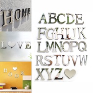 10cm 3D English Letters Acrylic Mirror Surface Wall Sticker/DIY  26 Letters Silver Wall Sticker Bedroom Festival Party Decoration