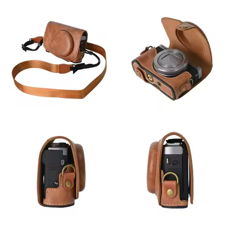 For Canon G7X2 G7X3 G7X Mark ii iii Camera PU leather Bag Body Case Shoulder Strap Full Cover For Po