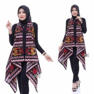 OUTERWEAR LONGVEST LONG VEST BAJU LUARAN WANITA BATIK MOTIF TENUN KECIL BESAR SONGKET