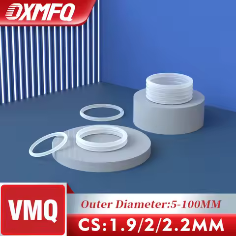 In Stock VMQ CS1.9/2/2.2mm OD5-100mm Thickness White Silicone Rubber O-Ring Seal Hardware Washer O R