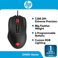 HP OMEN Vector Essential Gaming Mouse  16.8m colors  6 programmable buttons  UP TO 100-16,000DPI