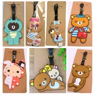 Cartoon Cute Bear Luggage Tag Rilakkuma Black White Bear Boarding Pass Luggage Pendant Suitcase Iden