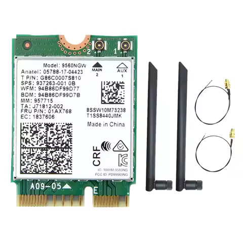 9560NGW WiFi Card+2XAntenna 1730Mbps Wireless AC 9560 2.4G+5G BT 5.0 802.11Ac M.2 CNVI 9560NGW Wirel