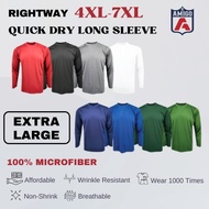 RIGHTWAY (4XL-7XL) Plus Size Microfiber Quick-Dry Long Sleeve T-Shirt Unisex Plain Baju Jersey T-shi