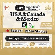 USA & Canada & Mexico eSIM Ultra 30 Days Total 5-30GB Data | Instant 24h Email Delivery | High Speed