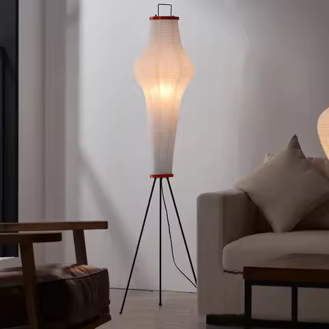 Akari Rice Paper Floor Lamp Led Stand Light with E27 Bulb for Living Room Bedroom