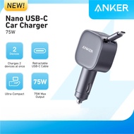 Anker Nano 75W USB-C Car Charger with Built-In Retractable USB-C Cable for iPhone Android Phone Tabl