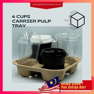 [Wholesale] 2 or 4 Cups Carrier Tray /  Molded Paper Cup Tray / Pemegang Cawan - 2 cups / 4 cups