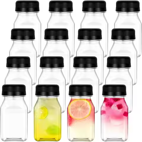 120ML/150ML Small Clear Bottles with Lids for Liquids Tiny Short Jars with Caps Mini Juice Bottles f