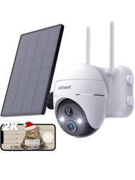 Iegeek 戶外安全攝影機,2k 無線 Wifi 360° Ptz 攝影機,太陽能電池供電的監視攝影機具備聚光燈/警報/運動偵測/3mp 彩色夜視功能,與 Alexa 兼容