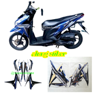 STIKER STRIPING LIS LES BODY MOTOR HONDA VARIO TECHNO 125 FI TAHUN 2014 ISS WARNA BIRU 1SET STANDAR