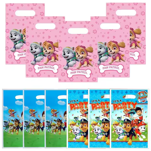 Happy Birthday Party Decor Gift Bags Paw Dogs Patrol Thanks Gift Packing Baby Shower Party Supplies
