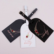 Custom Name with Flower Letters Luggage Tags PU Leather Boarding Pass Gilding ID Address Label Holde