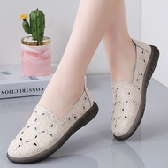 FB4 White Shoes - Genuine Leather, Perfect Comfort for Moms & Seniors