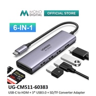 UGREEN CM511 TYPE-C USB-C 3.0 MALE TO HDMI + 3* USB3.0 + SD/TF FEMALE CONVERTER ADAPTER USB-C HUB 4K