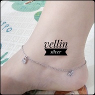 Women's 925 Sterling Silver Anklet with White Gold Plating