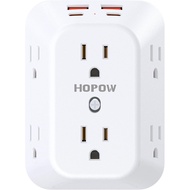 Outlet Extender Surge Protector, 6 Outlet Splitter with 4 USB Ports (2 USB C), USB Wall Charger, 3-S