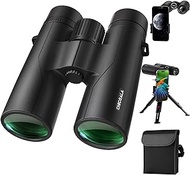 12x42 HD Binoculars for Adults High Powered with Phone Adapter and Tripod, Large View &amp; Super Bright Binoculars - Lightweight Waterproof for Bird Watching, Hunting, Stargazing, Hiking, Travel, Sports