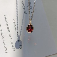 高品質切面石榴石吊墜 刻面紅石榴石項鍊天然石一月生辰石禮物