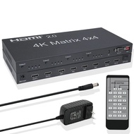 4K 60Hz HDMI 2.0 Ture Matrix 4X4 HDR 18Gbps HDMI Matrix Conmutador Switcher 4 In 4 Out ตัวแยกตัวสลับ HDMI กับ IR RS232 EDID