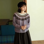 浣熊絨混紡費爾島提花毛衣