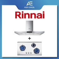 RINNAI RH-C249-SSR 90CM CHIMNEY HOOD + RINNAI RB-93US 3 BURNER STAINLESS STEEL GAS HOB