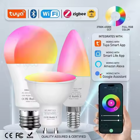 Tuya E27 GU10 E14 Smart Bulb Bluetooth WiFi Zigbee Dimmable Smart LED Lamp RGBCW LED Light Bulb Work