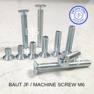 100PCS WHITE JF BOLT M6 FLAT HEAD BOLT PLUS M6 JF BOLT (+) GALVANIZED MACHINE SCREW M6 1CM - 7CM M6 