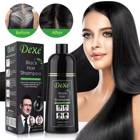 200/400ml Black Dyed Shampoo Black Hair Dye Herbal Ingredient Ginseng Ginger Ganoderma Lucidum White