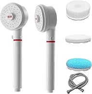 CAROGATTO Hydrodynamic Handheld Shower Head,High Pressure Rain, 3 Extra Shower Heads with Different Functions，Adjustable Handle Length,Stainless Steel Hose, Wall Mount Combo (1, white)